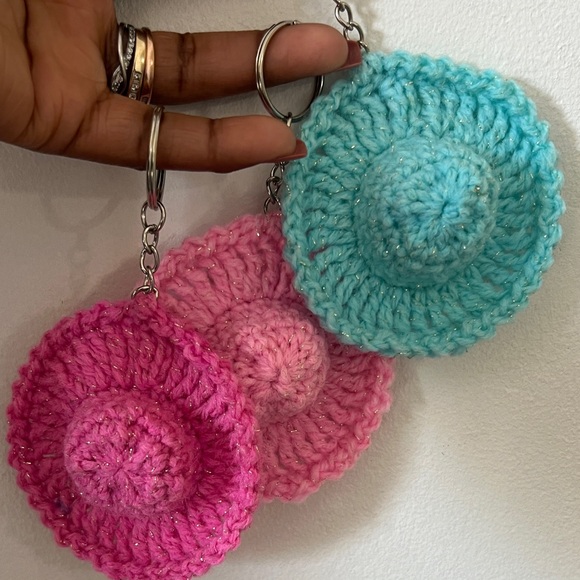 Handcrafted Turquoise Crochet Keychain - Picture 6 of 6